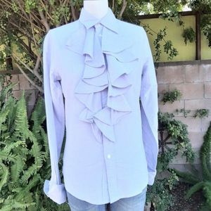 Ralph Lauren Lavender Ruffle Front Button Down 2